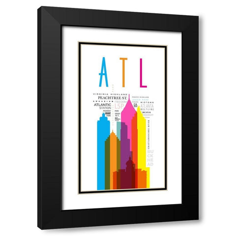 Atlanta Streets City Signs Black Modern Wood Framed Art Print with Double Matting by Somerset