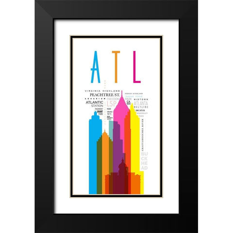 Atlanta Streets City Signs Black Modern Wood Framed Art Print with Double Matting by Somerset