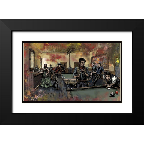 Pool Hall Black Modern Wood Framed Art Print with Double Matting by Kuehl, Cody