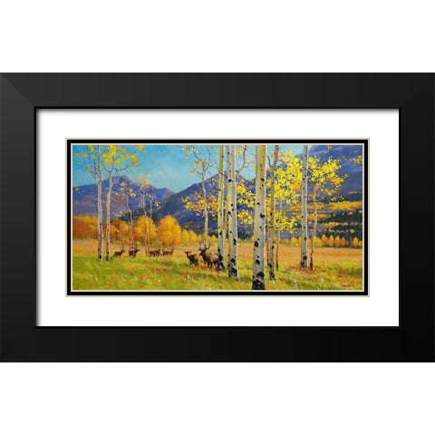 Elks Heaven Black Modern Wood Framed Art Print with Double Matting by Kim, Gary