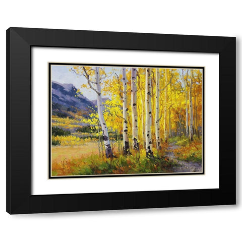 Trail through Golden Aspen Black Modern Wood Framed Art Print with Double Matting by Kim, Gary