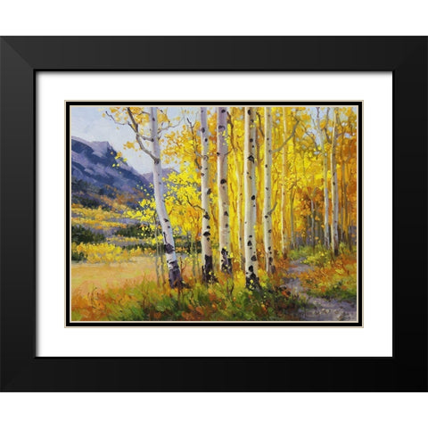 Trail through Golden Aspen Black Modern Wood Framed Art Print with Double Matting by Kim, Gary