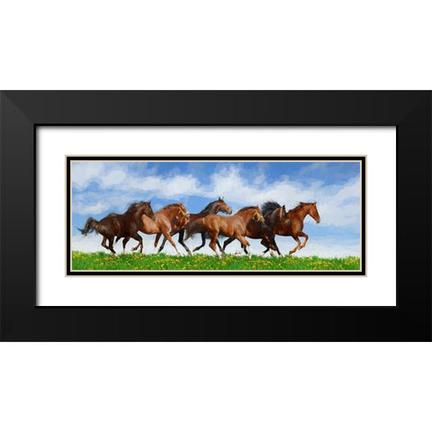 Running Wild Black Modern Wood Framed Art Print with Double Matting by Bolokofsky, Ronald