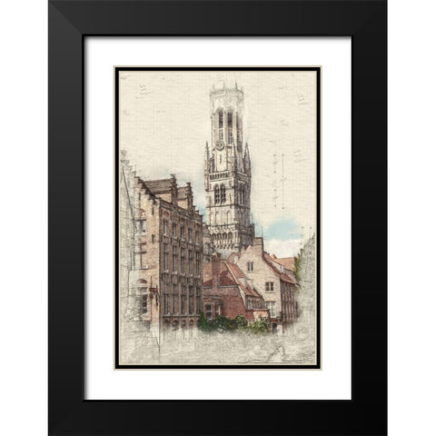 Belfry Tower Black Modern Wood Framed Art Print with Double Matting by Bolokofsky, Ronald