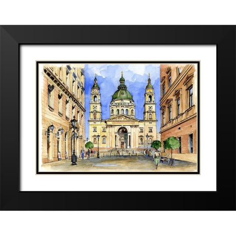 Budapest Chapel Black Modern Wood Framed Art Print with Double Matting by Bolokofsky, Ronald