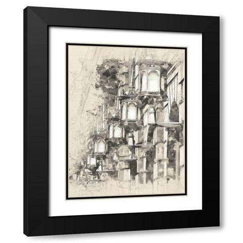 Las Ramblas Barcelona Black Modern Wood Framed Art Print with Double Matting by Bolokofsky, Ronald
