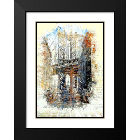 Brooklyn Bridge I Black Modern Wood Framed Art Print with Double Matting by Bolokofsky, Ronald
