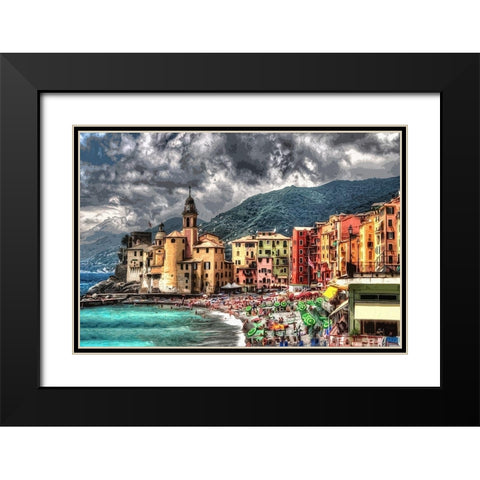 Camogli Black Modern Wood Framed Art Print with Double Matting by Bolokofsky, Ronald