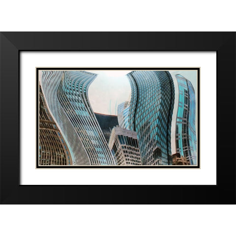 Chicago Skyscrapers Black Modern Wood Framed Art Print with Double Matting by Bolokofsky, Ronald