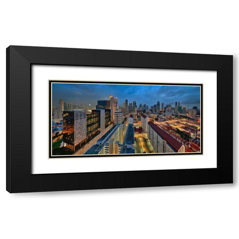 City Lights Black Modern Wood Framed Art Print with Double Matting by Bolokofsky, Ronald