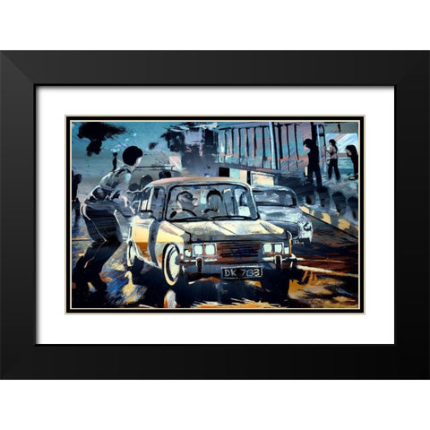 Evening Traffic Black Modern Wood Framed Art Print with Double Matting by Bolokofsky, Ronald
