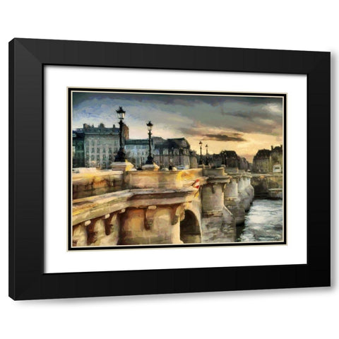 Le Pont-Neuf Black Modern Wood Framed Art Print with Double Matting by Bolokofsky, Ronald