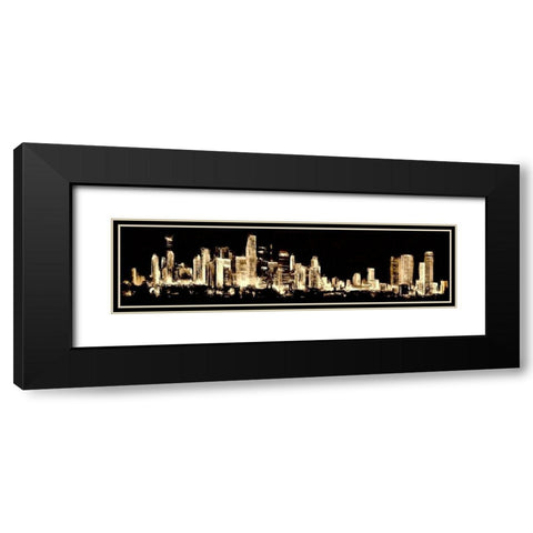 Lit Up Skyline Black Modern Wood Framed Art Print with Double Matting by Bolokofsky, Ronald