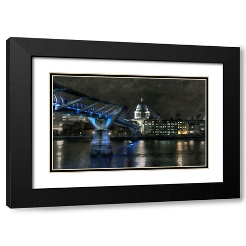 Millenium Bridge Black Modern Wood Framed Art Print with Double Matting by Bolokofsky, Ronald