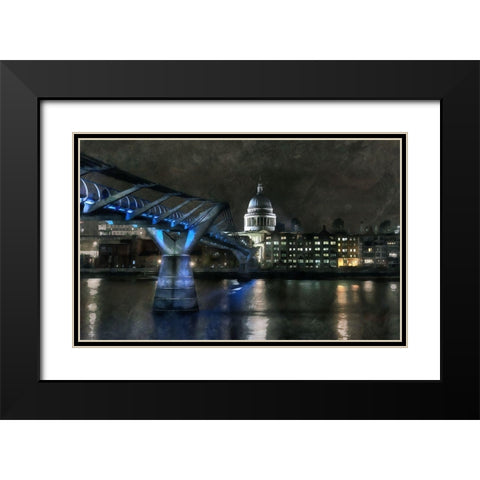 Millenium Bridge Black Modern Wood Framed Art Print with Double Matting by Bolokofsky, Ronald
