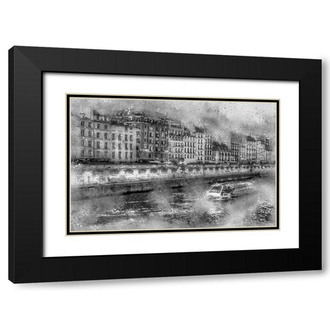 Paris On the Seine Black Modern Wood Framed Art Print with Double Matting by Bolokofsky, Ronald