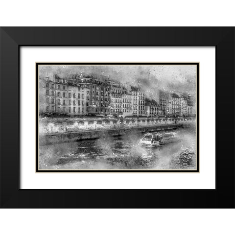 Paris On the Seine Black Modern Wood Framed Art Print with Double Matting by Bolokofsky, Ronald