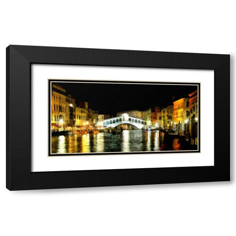 Rialto Bridge At Night Black Modern Wood Framed Art Print with Double Matting by Bolokofsky, Ronald
