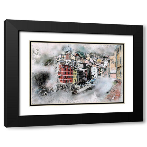 Riomaggiore Black Modern Wood Framed Art Print with Double Matting by Bolokofsky, Ronald