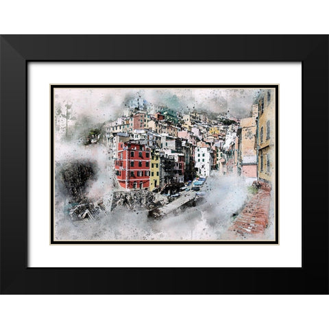 Riomaggiore Black Modern Wood Framed Art Print with Double Matting by Bolokofsky, Ronald