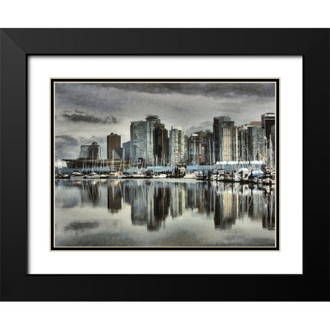 Vancouver Skyline Black Modern Wood Framed Art Print with Double Matting by Bolokofsky, Ronald