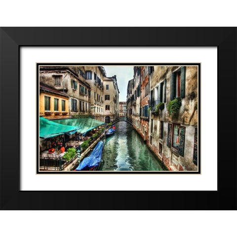 Venice CafÃ© II Black Modern Wood Framed Art Print with Double Matting by Bolokofsky, Ronald