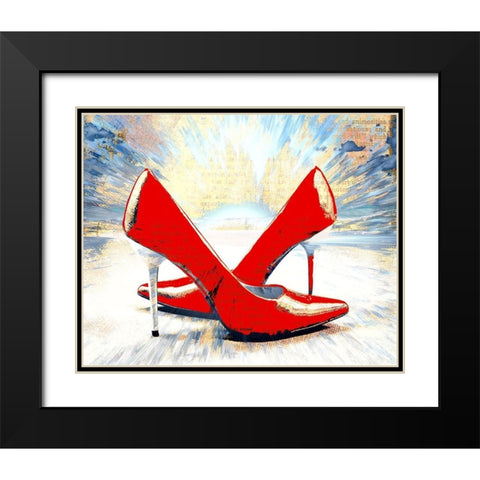 Hot Red Pumps Black Modern Wood Framed Art Print with Double Matting by Bolokofsky, Ronald