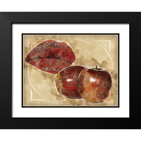 Red Hot Lips and Juicy Apples Black Modern Wood Framed Art Print with Double Matting by Bolokofsky, Ronald