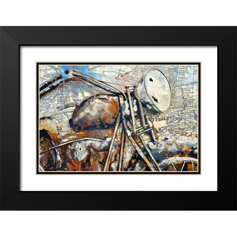 Rusty Old Bike Black Modern Wood Framed Art Print with Double Matting by Bolokofsky, Ronald