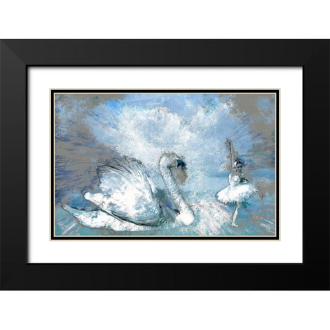 Swan Lake Black Modern Wood Framed Art Print with Double Matting by Bolokofsky, Ronald