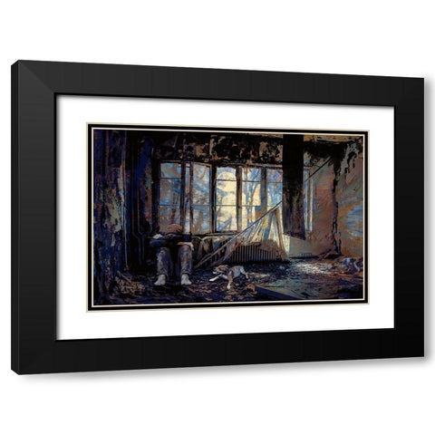Anxious Times Black Modern Wood Framed Art Print with Double Matting by Bolokofsky, Ronald