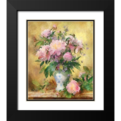 Pink Roses I Black Modern Wood Framed Art Print with Double Matting by Bolokofsky, Ronald