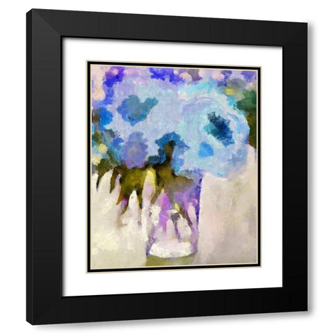 Glass Of Blue Flowers Black Modern Wood Framed Art Print with Double Matting by Bolokofsky, Ronald
