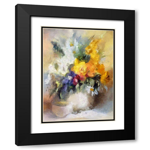 Soft Bouquet I Black Modern Wood Framed Art Print with Double Matting by Bolokofsky, Ronald