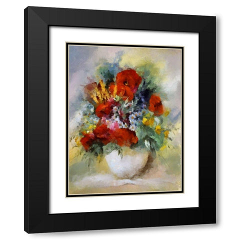 Summer Bouquet III Black Modern Wood Framed Art Print with Double Matting by Bolokofsky, Ronald