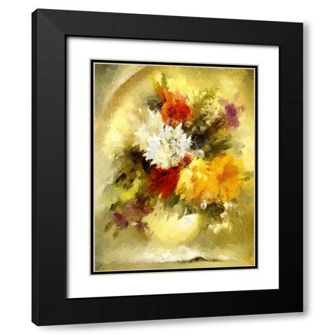 Golden Bouquet II Black Modern Wood Framed Art Print with Double Matting by Bolokofsky, Ronald