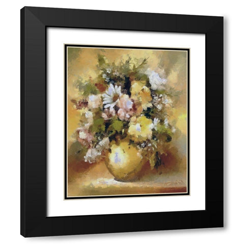 Golden Bouquet III Black Modern Wood Framed Art Print with Double Matting by Bolokofsky, Ronald