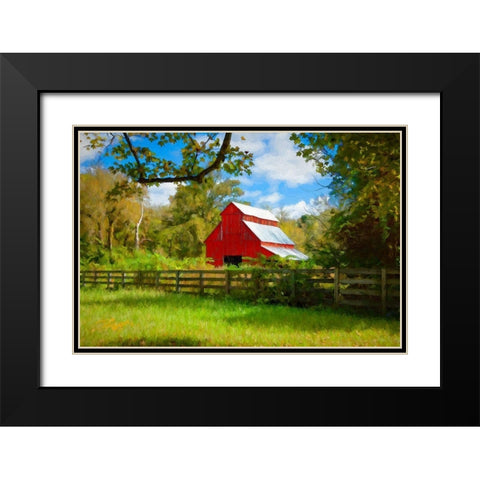Red Barn Black Modern Wood Framed Art Print with Double Matting by Bolokofsky, Ronald