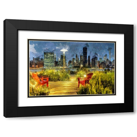 Across the Hudson Black Modern Wood Framed Art Print with Double Matting by Bolokofsky, Ronald