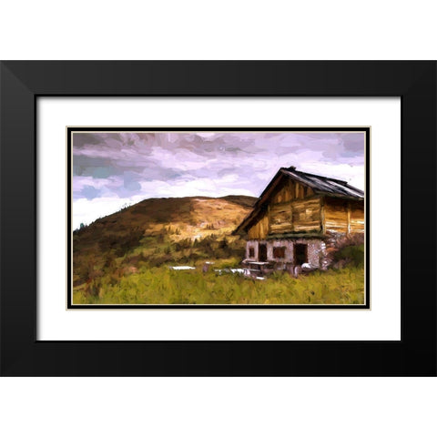 Dolomites Cabin Black Modern Wood Framed Art Print with Double Matting by Bolokofsky, Ronald
