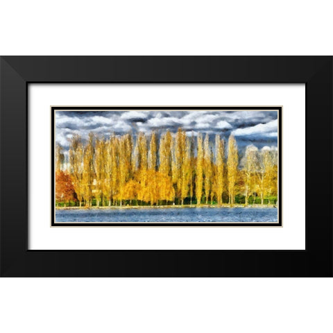 Golden Trees  Black Modern Wood Framed Art Print with Double Matting by Bolokofsky, Ronald