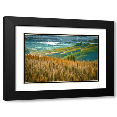 Misty Morning In Tuscany Black Modern Wood Framed Art Print with Double Matting by Bolokofsky, Ronald