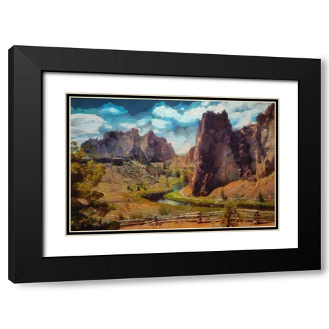Smith Rock Oregon Black Modern Wood Framed Art Print with Double Matting by Bolokofsky, Ronald
