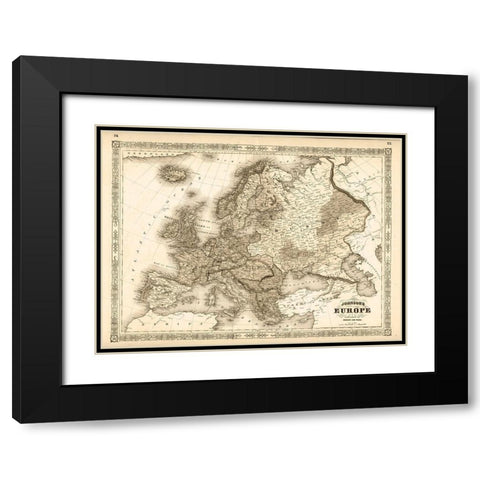 1864 Johnson Europe Antiqued Black Modern Wood Framed Art Print with Double Matting by Johnson