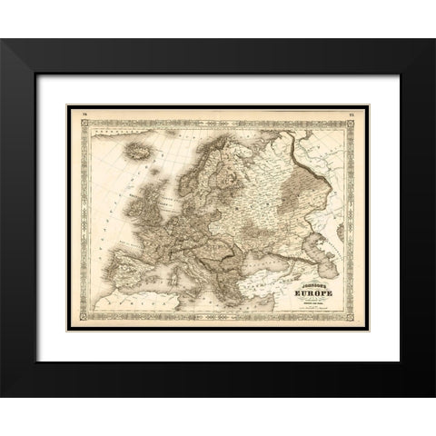 1864 Johnson Europe Antiqued Black Modern Wood Framed Art Print with Double Matting by Johnson