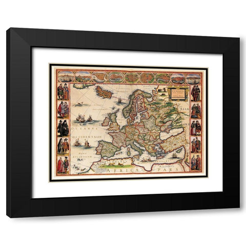 Blaeuw Europa Atlas  Black Modern Wood Framed Art Print with Double Matting by Blaeuw
