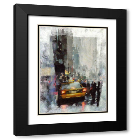 Hailing A Taxi II Black Modern Wood Framed Art Print with Double Matting by Bolokofsky, Ronald