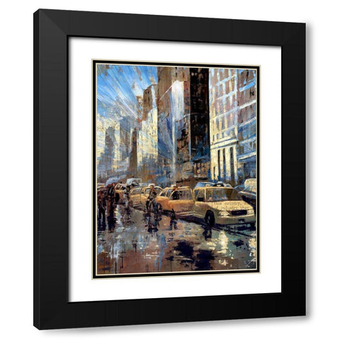 New York Taxis I Black Modern Wood Framed Art Print with Double Matting by Bolokofsky, Ronald
