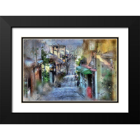 Osaka Street Black Modern Wood Framed Art Print with Double Matting by Bolokofsky, Ronald