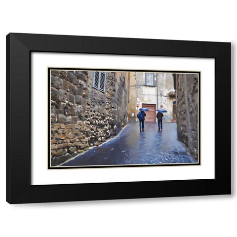 Rainy streets of Orvieto Black Modern Wood Framed Art Print with Double Matting by Bolokofsky, Ronald